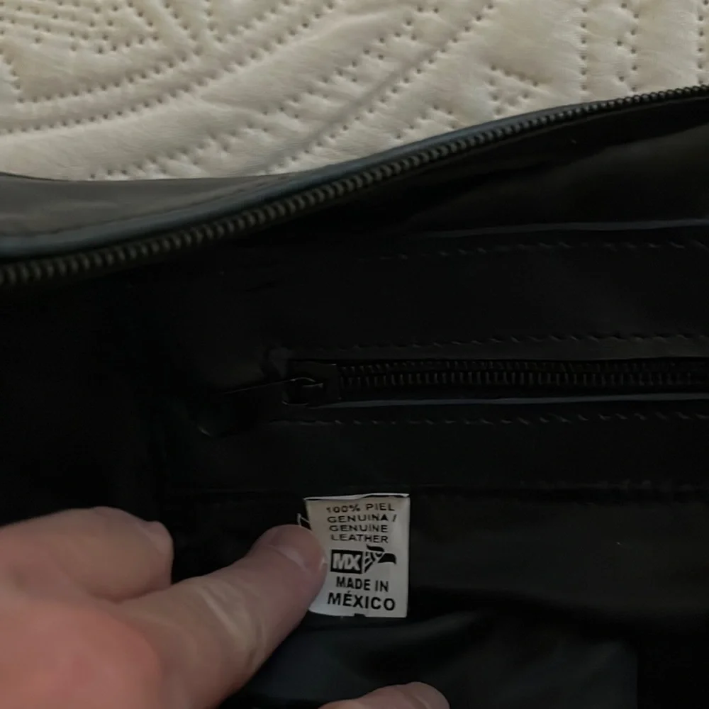 Genuine Leather Fringe Crossbody Bag, Shoulder Bag, Blue - Picture 5 of 7